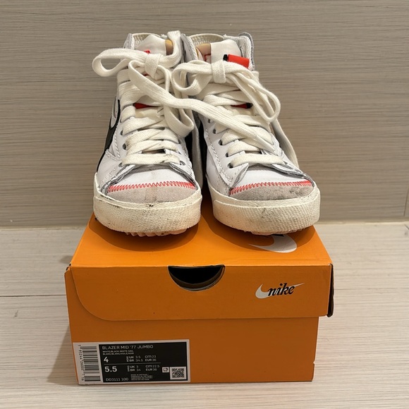 Nike Blazer mid’77 jumbo swoosh in black and white leather size 5.5 - Picture 2 of 6